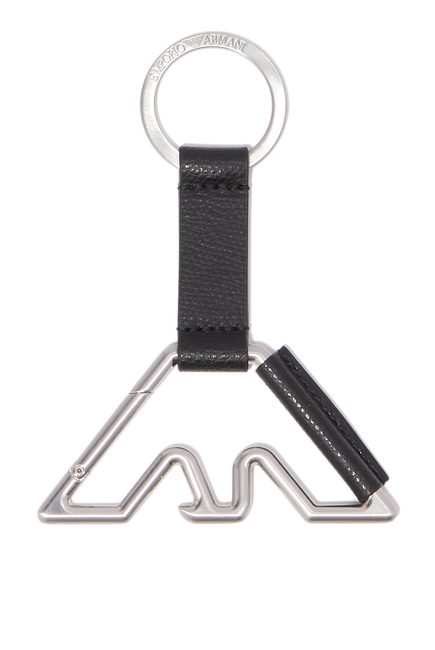 Emporio Armani Eagle Logo Hook Leather Keyring